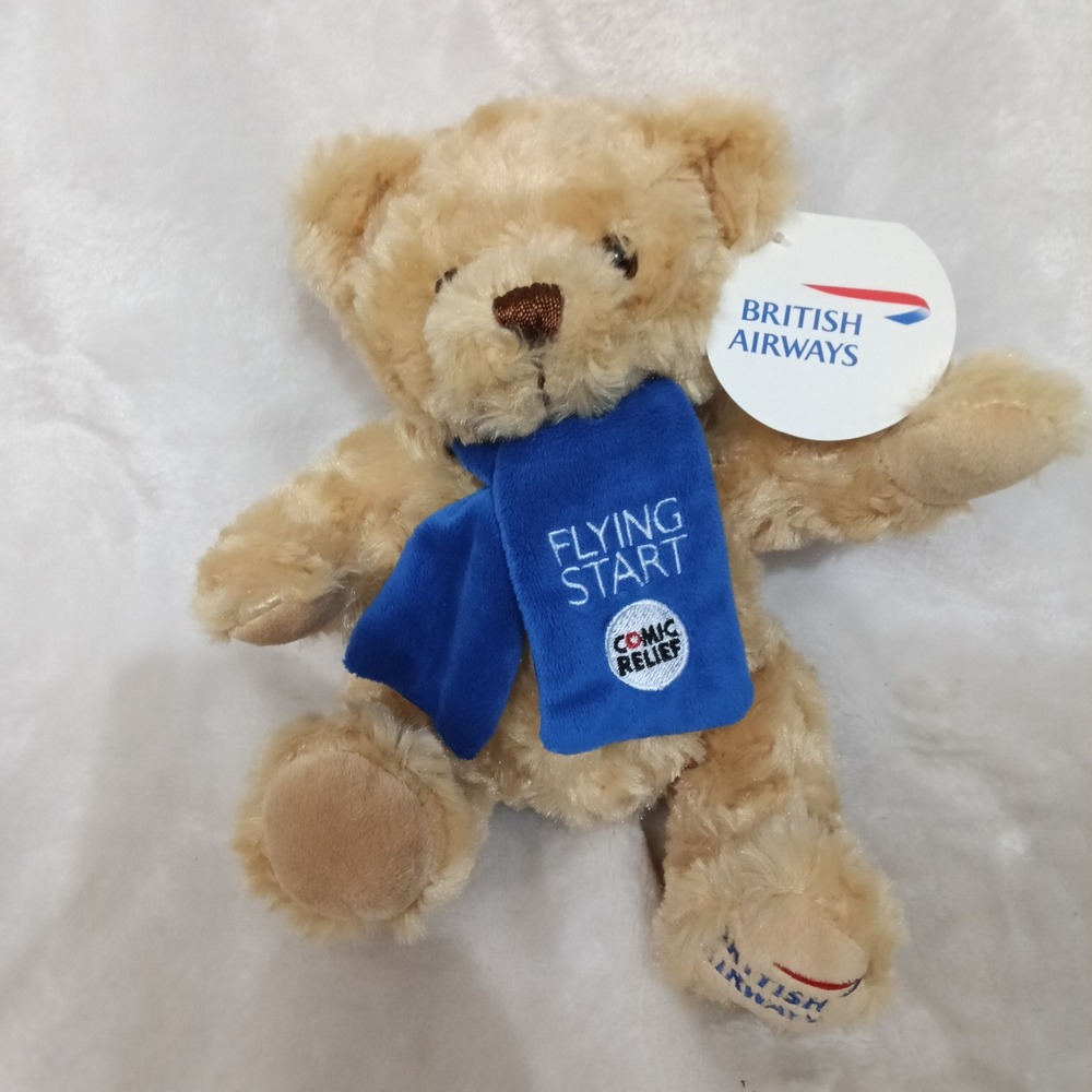 Keel Toys British Airways Flying Start Comic Relief Plush Teddy Bear NWT